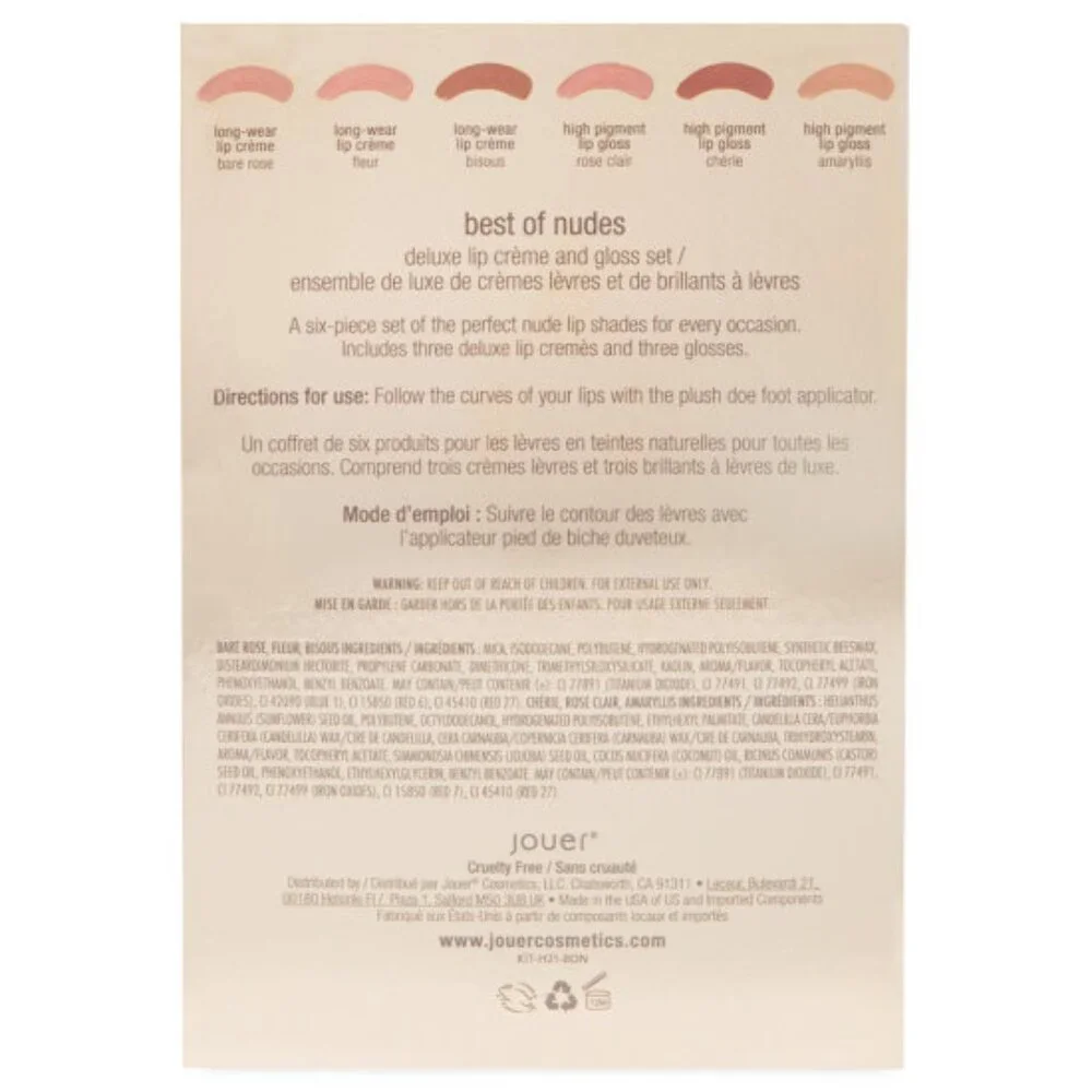 NIB ✅ Jouer Cosmetics BEST OF NUDES Deluxe 6 Piece Lip Creme and Gloss Set ✨NIB